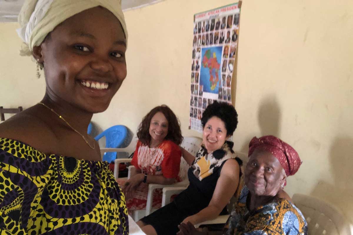 Tina Wollie, Hon. Cynthia Blandford, Dr. Layli Maparyan, Mama Tormah of Traditional Women United for Peace. Photo credit: Tina Wollie
