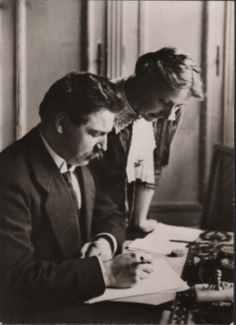 1905-Albert and Helene Schweitzer Correcting Manuscripts together-100dpi