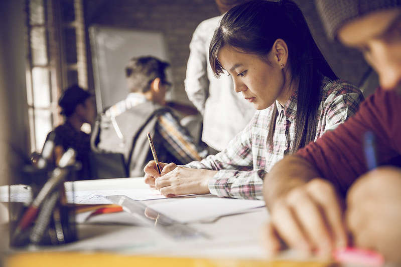 Students doing classwork