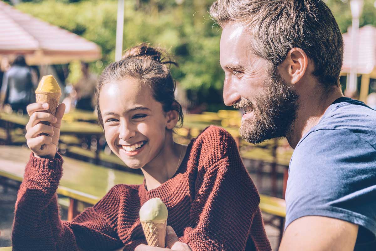 father and daughter in conversation