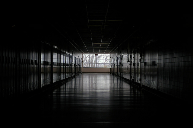 Dark, empty classroom