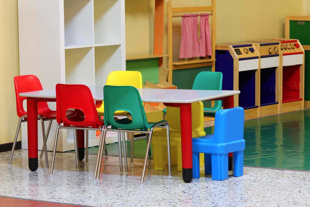 Empty early childhood education classroom
