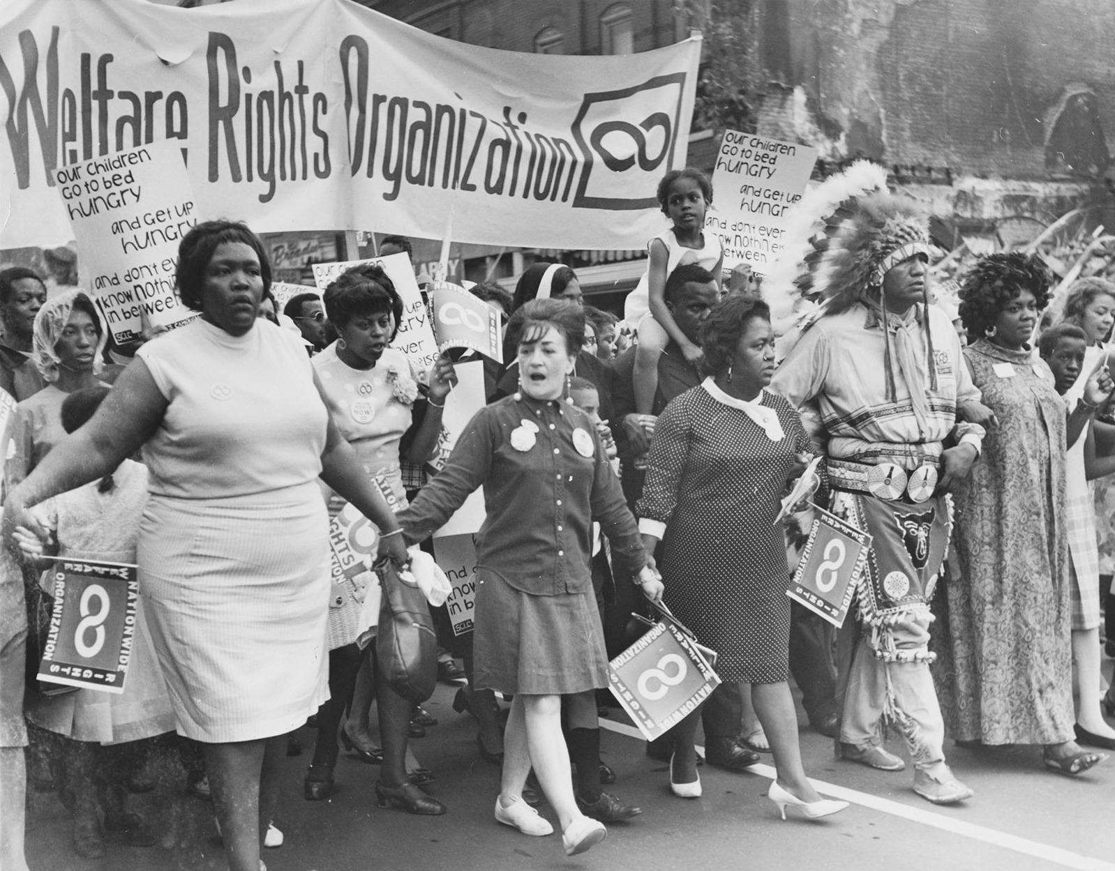 Johnnie Tillmon front left marching with The National Welfare Rights Organization in the Poor Peoples Campaign Washington DC 1968 photo by Jack Rottier