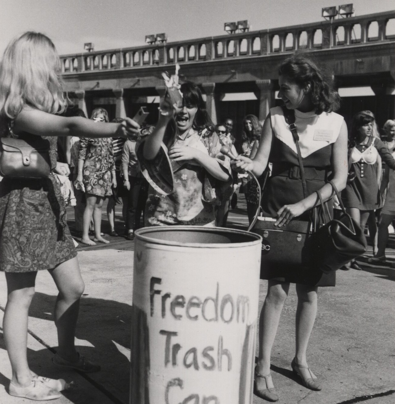 Protesters discarding bras brooms and other 22instruments of female torture22 at the 1968 Miss America Pageant protest in Atlantic City Contrary to legend no bras were burned credit Alix Kates Shulman