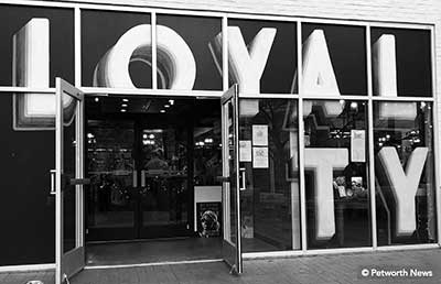 Loyalty Book Store, store front with doors open