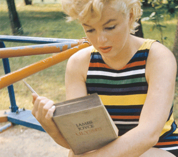 A picture of Marilyn Monroe reading Ulysses