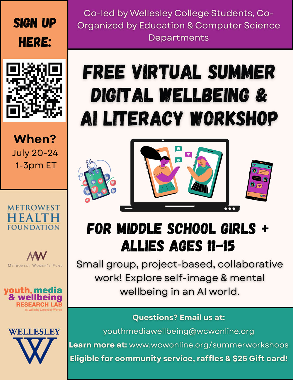 Summer Digital Wellbeing Workshops 2026 Virtual Flyer
